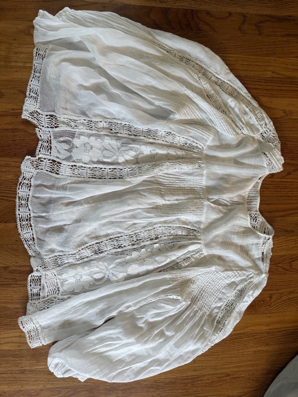 White Lace Crochet Peasant Blouse - Picture 4 of 4